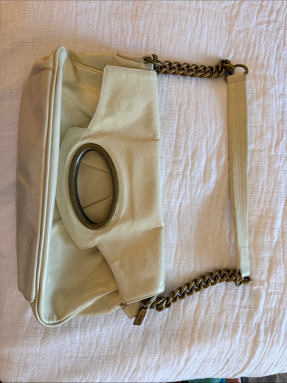 Y2K HOBO International Off-White Cream Colored Leather “Marilyn Bag”